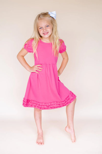 Girl Short Sleeve Ruffle Empire Dress Personalized
