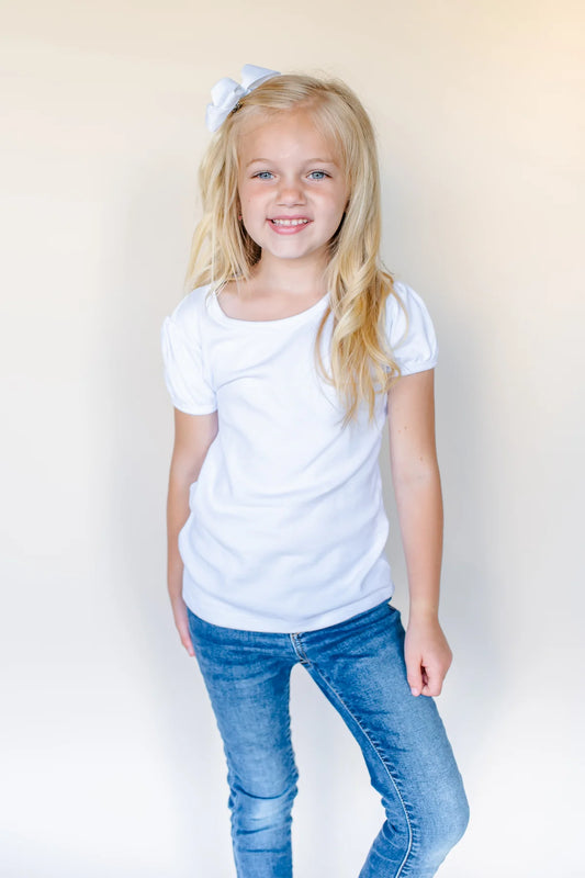 Girl Short Puff Sleeve Shirt Personalized