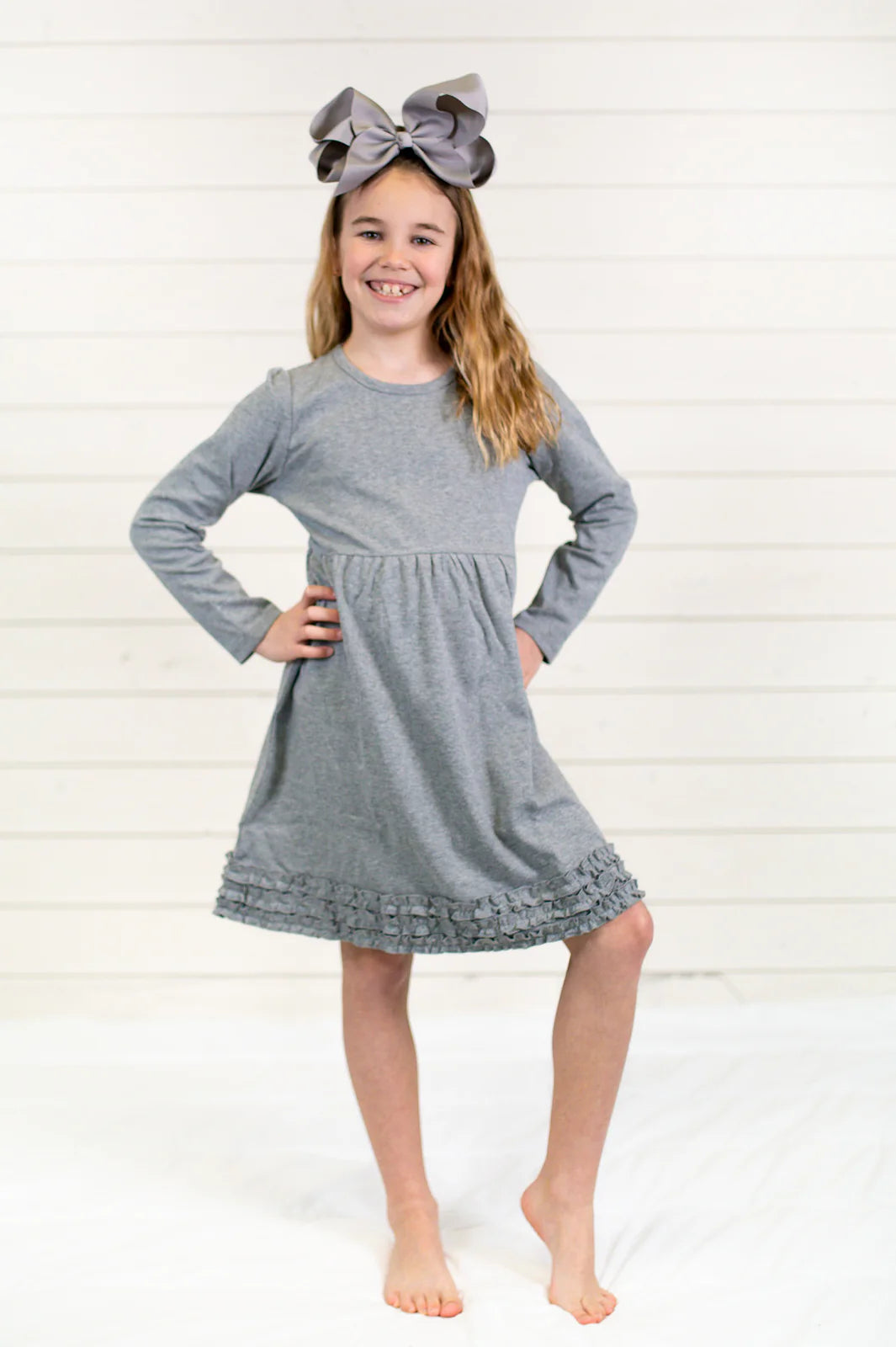 Girl Long Sleeve Ruffle Empire Waist Dress Personalized