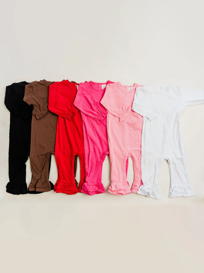 Girl Long Sleeve Ruffle Romper Personalized